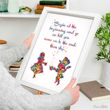 Alice and Mad Hatter Quote Watercolor Print Tea Time Kitchen Art For Kids Nursery Wedding gift Housewarming Gift Wall Art Teen Room Art-487