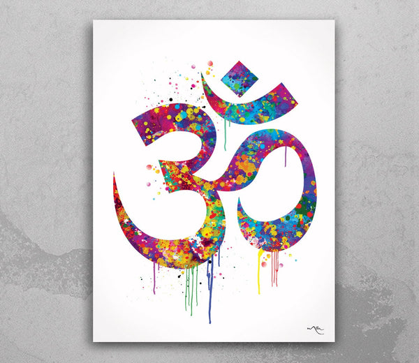 Om Art Symbol Watercolor Print Ohm Yoga Art, Yogi, Yoga Poster, Om Decor, Yoga Print, Yoga Studio, Sukhasana, Yoga Wall Decor, Yoga Gift-828