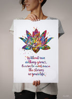 Lotus Quote Watercolor Print Rain Quote Gift Poster Yoga Studio Relaxation Housewarming Inspirational Wall Art Motivational Quote Art-1513