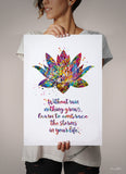 Lotus Quote Watercolor Print Rain Quote Gift Poster Yoga Studio Relaxation Housewarming Inspirational Wall Art Motivational Quote Art-1513