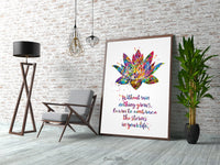 Lotus Quote Watercolor Print Rain Quote Gift Poster Yoga Studio Relaxation Housewarming Inspirational Wall Art Motivational Quote Art-1513