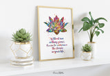 Lotus Quote Watercolor Print Rain Quote Gift Poster Yoga Studio Relaxation Housewarming Inspirational Wall Art Motivational Quote Art-1513
