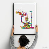 Slit Lamp Ophthalmology Device Watercolor Print Optometrist Gift Optician Poster Medical Art Ophthalmology Eye Clinic Office Art Decor-731