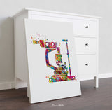 Slit Lamp Ophthalmology Device Watercolor Print Optometrist Gift Optician Poster Medical Art Ophthalmology Eye Clinic Office Art Decor-731