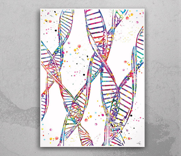 DNA Abstract Art Watercolor Print dna molecule Medical Wall Art Nurse Gift Medical Art Science Art Doctor Clinic Genetic  Decor Biology-1028