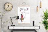 Alice "it's no use going back to yesterday because i was a different person then" Quote Watercolor Print Nursery Decor Teen Room Decor-822