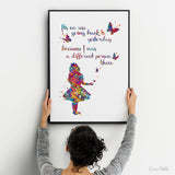 Alice "it's no use going back to yesterday because i was a different person then" Quote Watercolor Print Nursery Decor Teen Room Decor-822