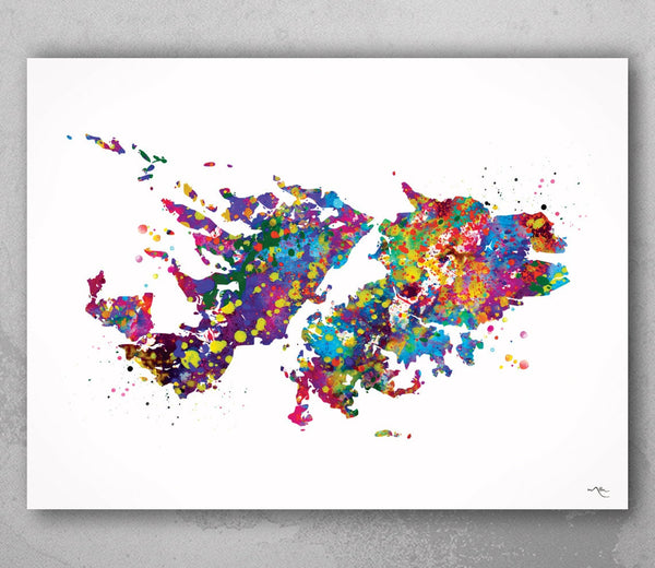Falkland Islands Map Watercolor Print Anniversary Honeymoon Wedding Gift Travel Art Wall Poster Wall Decor Art Home Decor Wall Hanging-1403