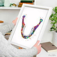 Human Jaw Skeleton Watercolor Print Lower Jaw Tooth Anatomical Medical Art Dental Art Clinic Dentistry Office Dentist Gift Doctor Art-321