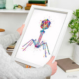 Bacteriophage Watercolor Print Medical Art Biotech Wall Art Bioscience Microbiology Virus Art Biology Bacteria Microscopy Science Decor-195