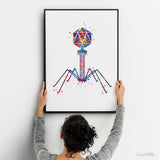 Bacteriophage Watercolor Print Medical Art Biotech Wall Art Bioscience Microbiology Virus Art Biology Bacteria Microscopy Science Decor-195