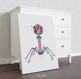 Bacteriophage Watercolor Print Medical Art Biotech Wall Art Bioscience Microbiology Virus Art Biology Bacteria Microscopy Science Decor-195