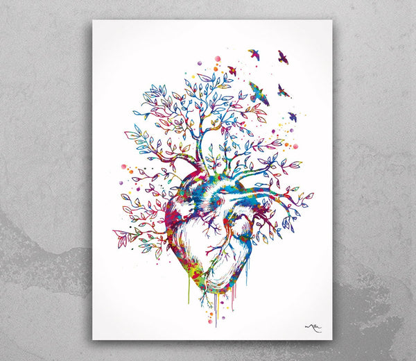 Heart Tree Watercolor Print Anatomy Art Graduation Present Human Heart Cardiologist Gifts Medical Office School Clinic Wall Art Decor-76