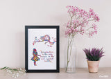 Alice and Cheshire Cat imaginaton Quote Watercolor Print Children's Kids Girl Teen Room Decor Nursery Wall Art Home Decor Wall Hanging-591