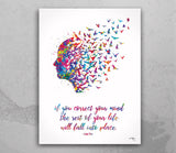 Mind Quote Watercolor Print Flying Birds Quote Meditation Art Lao Tzu Yoga Print Psychology Clinic Terapy Art Yoga Wall Decor Nirvana-1016