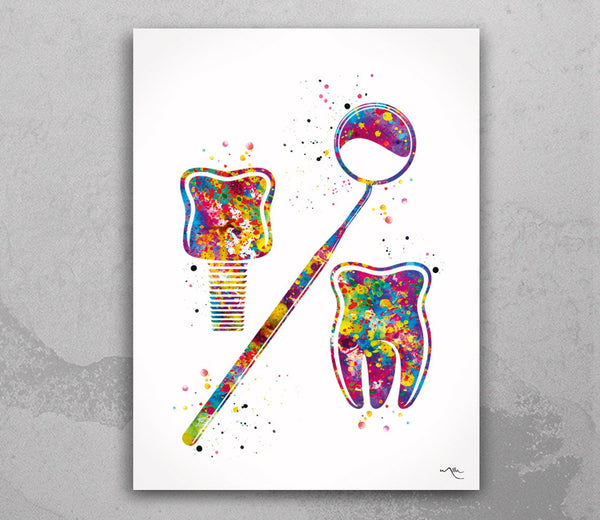 Dental Implant Watercolor Print Tooth Anatomical Art Dental Clinic Decor Dentistry Student Science Graduaiton Dentist Office Decor Art-1313