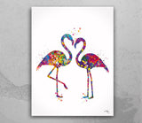 Flamingo Love Couple Watercolor Print Wedding Anniversary Honeymoon Valentines Gift Wall Art Housewarming Gift Home Decor Wall Hanging-438