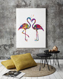 Flamingo Love Couple Watercolor Print Wedding Anniversary Honeymoon Valentines Gift Wall Art Housewarming Gift Home Decor Wall Hanging-438