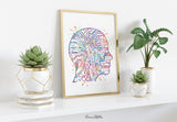 Artificial Intelligence Brain Watercolor Print Tech Abstract Circuit Board Nerd Science Art Computer Nano Technology Circuit Board Art-206