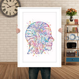 Artificial Intelligence Brain Watercolor Print Tech Abstract Circuit Board Nerd Science Art Computer Nano Technology Circuit Board Art-206