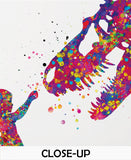 Girl and Dinosaur Tyrannosaurus Rex Watercolor Print T-Rex and Little Girl Wall Art Painting Nursery Art Kids Room Personalised Gift-1605