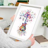 Guitar Tree Watercolor Print Instrument Classic Guitar Player Music Wall Art Decor Guitarist Gift Music Room Geekery Nerdy Wall Hanging-2229