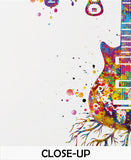 Guitar Tree Watercolor Print Instrument Classic Guitar Player Music Wall Art Decor Guitarist Gift Music Room Geekery Nerdy Wall Hanging-2229