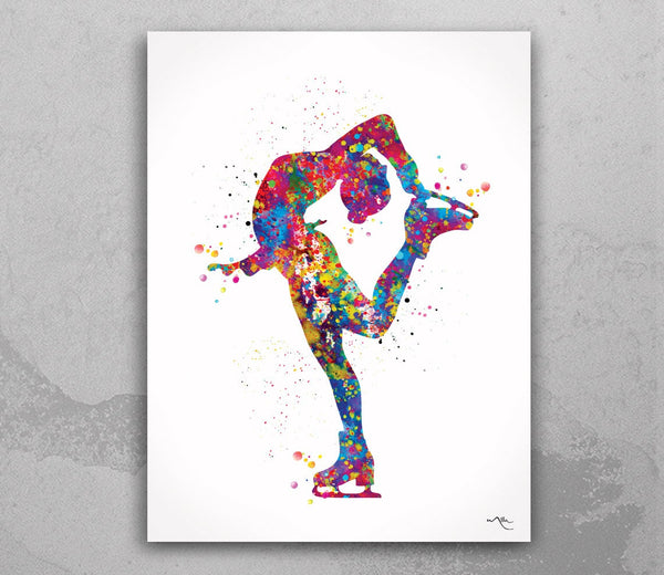 Ice Skater Watercolor Print Ice Skating Girl Skater Female Woman Painting Figure Skating Wall Art Dorm Decor Skating Wall Art Decor-1009