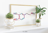 Dopamine Molecule Watercolor Print Chemical Molecule Symbol Wall Art Nerd Science Art Biology Medical Art Chemistry Dopamine Poster-176