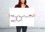 Dopamine Molecule Watercolor Print Chemical Molecule Symbol Wall Art Nerd Science Art Biology Medical Art Chemistry Dopamine Poster-176
