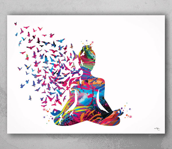 Yoga Art Colorful Yogi Yoga Poster Yoga Pose Yoga Print Yoga Woman Watercolor Yoga Studio Sukhasana Pose Yoga Wall Decor Yoga Gift Yoga-261