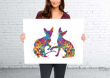Sphynx Cat Couple Watercolor Print Cat Lover Home Decor Kitty Love Housewarming Gift Pet Loss Gift Hairless Cat Devon Rex Gift Wall Art-291
