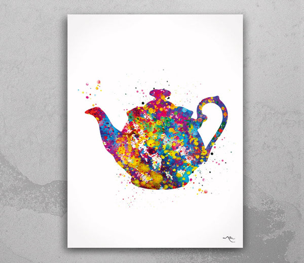 Teapot Watercolor Print Tea Pot Teapot Art Print Wall Art Nerd Gift Dining Room Wall Art Wall Hanging Kitchen Decor Set Tea Time Print-1376