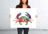 Crab Watercolor Print Sea Themed Art Nautical Decor Fishing Poster Ocean Decor Sea Life Coastal Living Home Decor Wall Art Hanging Gift-220