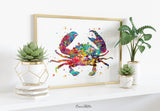 Crab Watercolor Print Sea Themed Art Nautical Decor Fishing Poster Ocean Decor Sea Life Coastal Living Home Decor Wall Art Hanging Gift-220