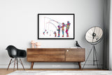 Family Fishing Watercolor Print Mom Dad Son Daughter Kids Poster Housewarming Gift Wall Art Father Mother and Son Gift Nursery Decor-2262