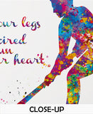 Field Hockey Male Quote Watercolor Print Hockey Player Man Gift Wall Decor Boy Hockey Art Run with your heart Male Man Cave Wall Art-2244