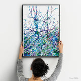Neural Network Blue Watercolor Print Abstract  Medical Art Science Neurology Brain Psychiatry Therapy Canvas Poster Neuron Synapses-1250