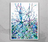 Neural Network Blue Watercolor Print Abstract  Medical Art Science Neurology Brain Psychiatry Therapy Canvas Poster Neuron Synapses-1250