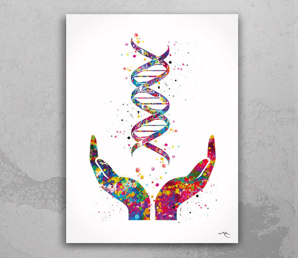 DNA Health Watercolor Print dna art Medical Wall Art Clinic Art Health Care Healing Science Art Gift Genetic Laboratory Biology Decor-275
