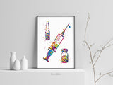 Syringe  Injection Watercolor Print Medical Art Dentist IV Nurse Practitioner Medicine CANVAS Art Doctor Office Surgery Dental Clinic-1291