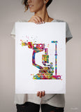 Slit Lamp Ophthalmology Device Watercolor Print Optometrist Gift Optician Poster Medical Art Ophthalmology Eye Clinic Office Art Decor-731