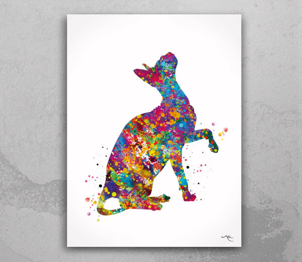 Sphynx Cat Watercolor Print Cat Lover Home Decor Kitty Cat Painting Housewarming Gift Pet Loss Gift Hairless Cat Devon Rex Gift Wall Art-294