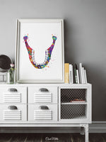 Human Jaw Skeleton Watercolor Print Lower Jaw Tooth Anatomical Medical Art Dental Art Clinic Dentistry Office Dentist Gift Doctor Art-321