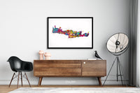 Crete Map Watercolor Print Crete Island Wall Art Greece Greek Islands Wedding Gift Honeymoon Gift Map Wall Art Travel Anniversary Gift-2264