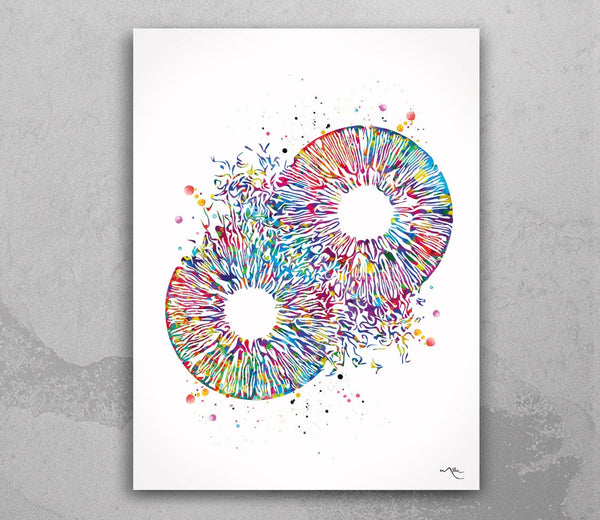 Iris Art Watercolor Print Human Eye Optometrist Optician Poster Doctor Art Medical Art Ophthalmology Blood Vessels Clinic Wall Art Decor-703