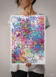Neural Stem Cells Watercolor Print Abstract Art Medical Art Science Neurology Brain Psychiatry PSI Art Doctor Poster Neuron Synapses-1480