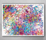 Neural Stem Cells Watercolor Print Abstract Art Medical Art Science Neurology Brain Psychiatry PSI Art Doctor Poster Neuron Synapses-1480