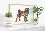 Pug Dog Watercolor Dog Print Pug Art Poster Gift Pet Dog Love Puppy Friend Animal Dog Black Pug  Poster Pet Decor Animal Art Dog Art-718