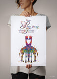 Giraffe Couple Watercolor Print Same Sex Wedding Gift Two Moms Gift Lesbian and Gay Gift LGBT Gay Pride Same Sex Love Lesbian Rainbow-1149